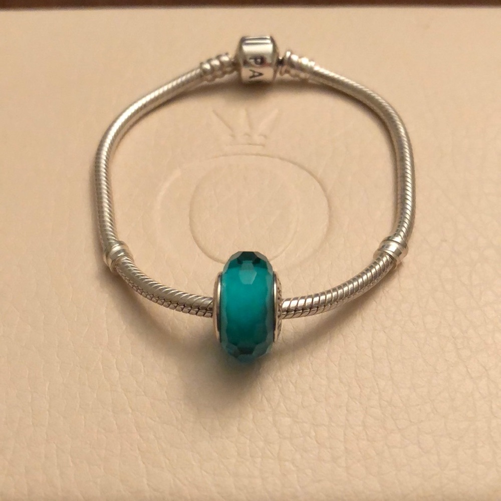 Authentic Pandora Fascinating Murano Glass, Teal